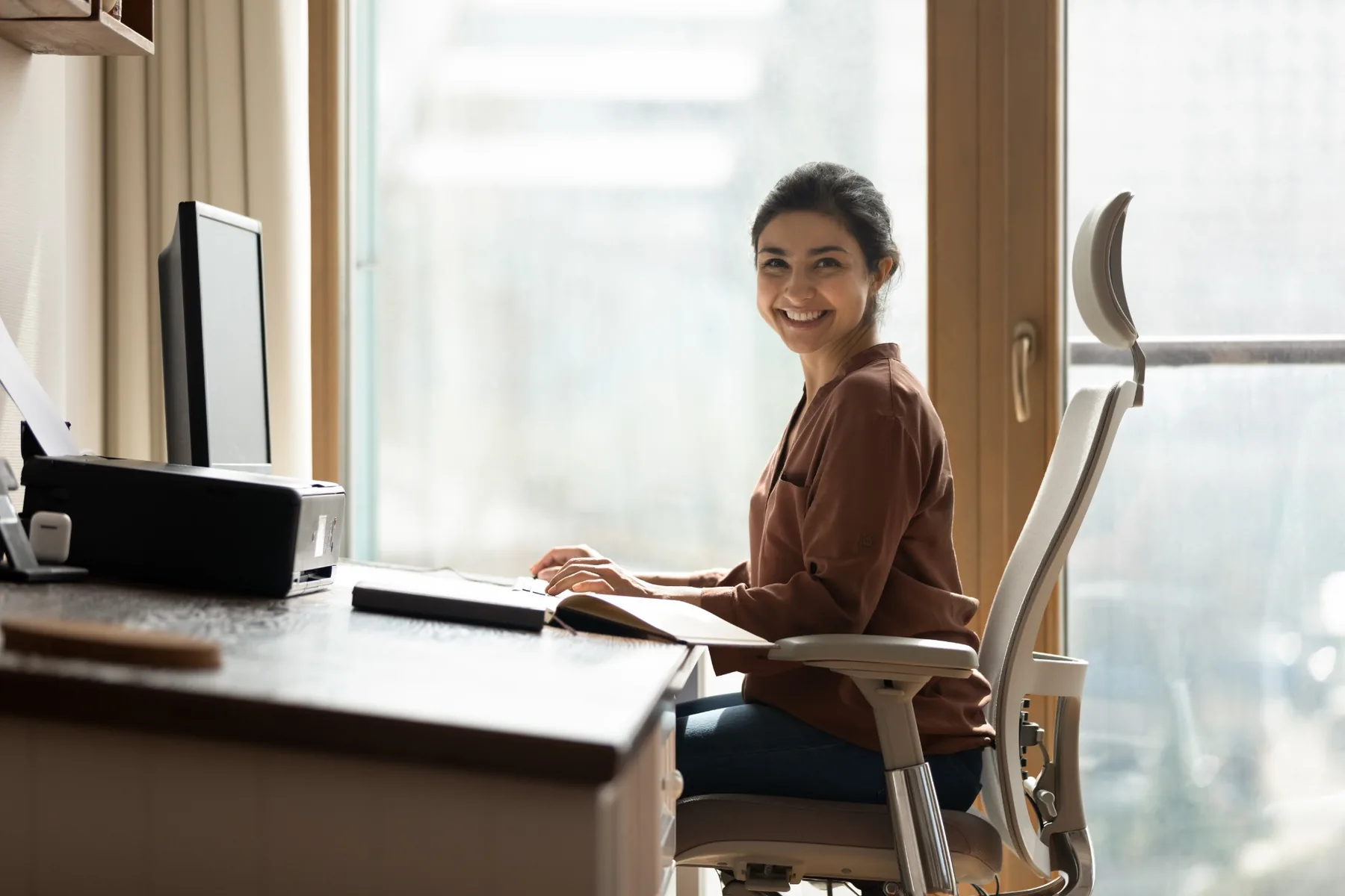 Professional working from a modern office
