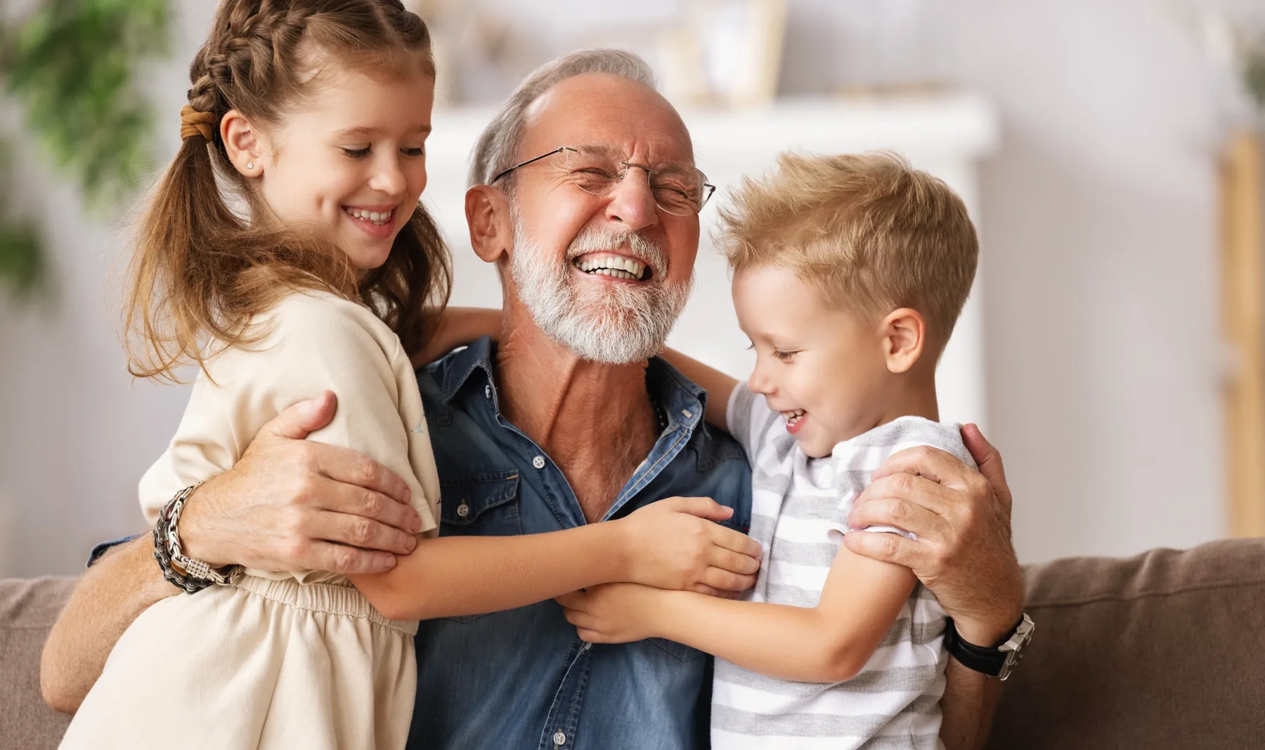 Grandfather enjoying time with grandchildren